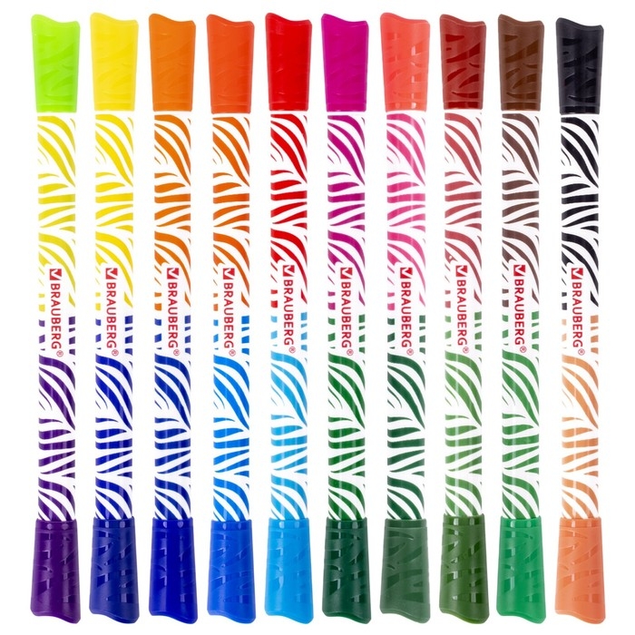 Фломастеры двусторонние 20 цветов BRAUBERG PREMIUM BI-COLOR, 10 штук, утолщенные, вентилируемый колпачок Фломастеры двусторонние 20 цветов BRAUBERG PREMIUM BI-COLOR, 10 штук, утолщенные, вентилируемый колпачок