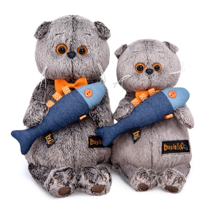 Мягкая игрушка «Басик с джинсовой рыбкой», 19 см Мягкая игрушка «Басик с джинсовой рыбкой», 19 см
