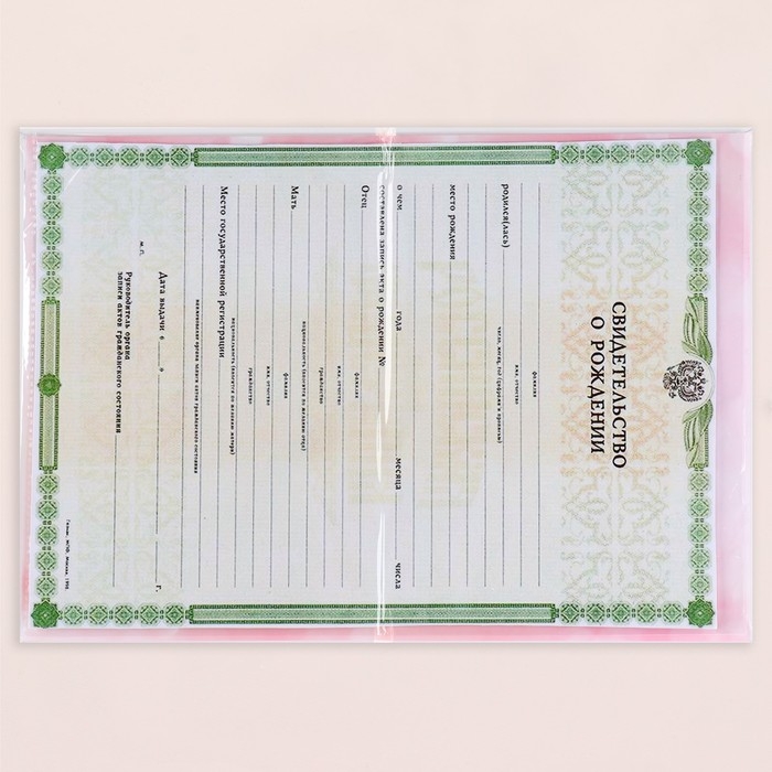 Папка под свидетельство о рождении Папка под свидетельство о рождении "Зайчик" розовый тон, А5