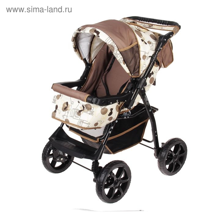 Коляска-трансформер «Гном», пластиковые колёса, оттенки бежевого, рисунок МИКС Коляска-трансформер «Гном», пластиковые колёса, оттенки бежевого, рисунок МИКС
