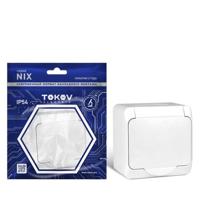 Розетка TOKOV ELECTRIC, Nix, с кр., 1-м, 16А, IP54, 250В, с з/к, белый, TKE-NX-R1Z-C01-IP54 Розетка TOKOV ELECTRIC, Nix, с кр., 1-м, 16А, IP54, 250В, с з/к, белый, TKE-NX-R1Z-C01-IP54