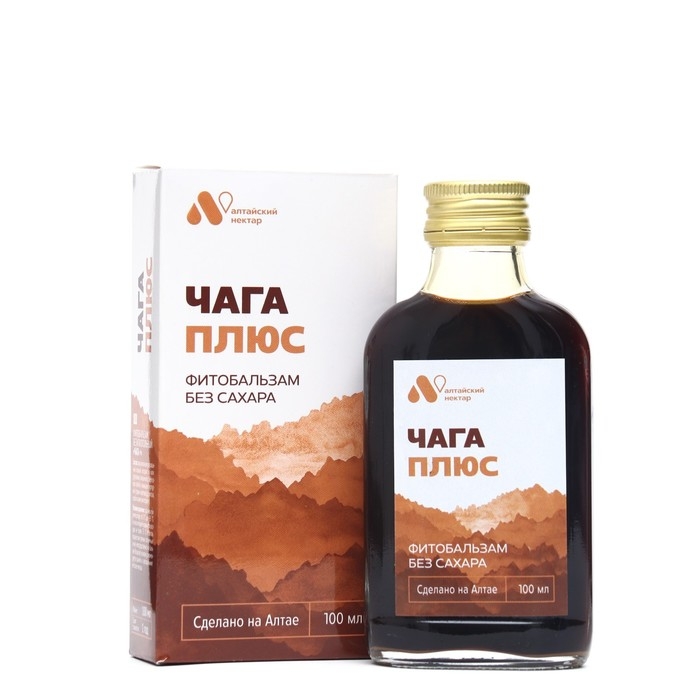 Фитобальзам «Чага плюс» без сахара, стеклянный флакон, 100 мл Фитобальзам «Чага плюс» без сахара, стеклянный флакон, 100 мл