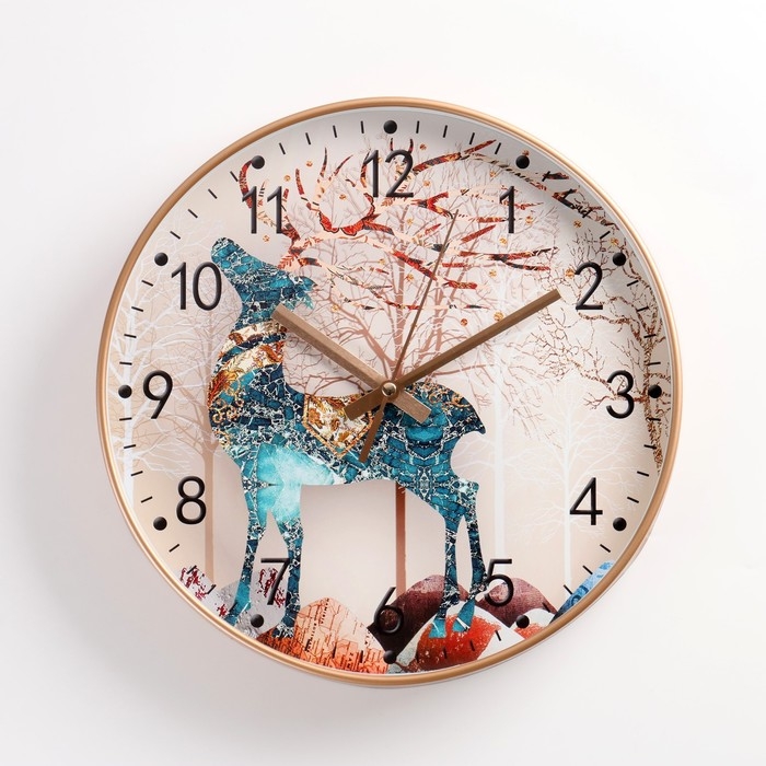 Часы настенные интерьерные Часы настенные интерьерные "Олень", бесшумные, d-30 см