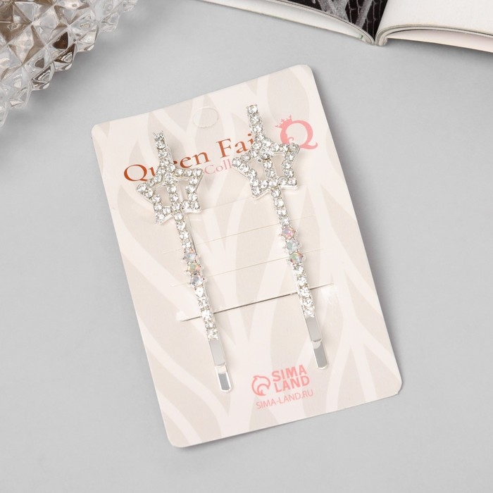 Невидимка для волос  Невидимка для волос "Эбба" (набор 2 шт) звезда, 6 см, серебро