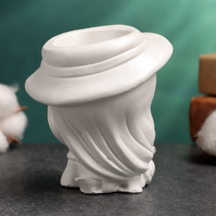 Подсвечник Подсвечник "Девочка в шляпе с зайкой" перламутровый, 8х8х9см