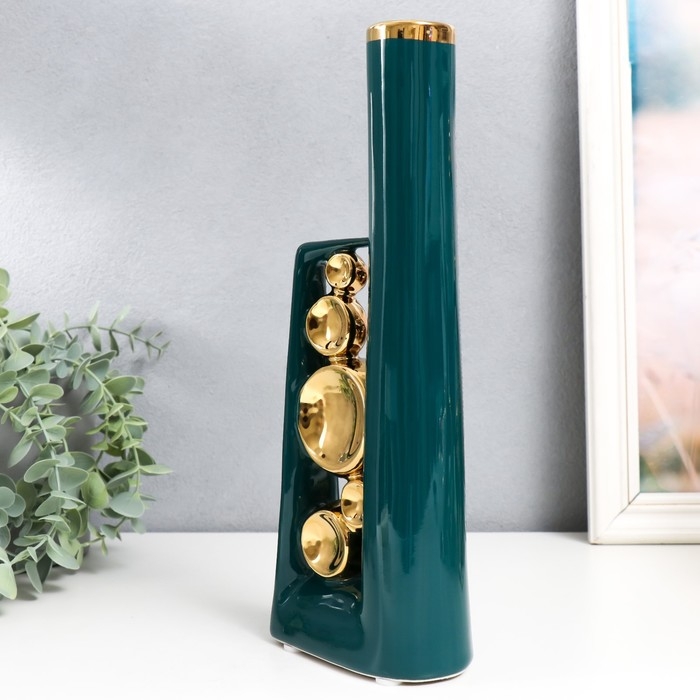 Сувенир керамика  Сувенир керамика "Пузыри" зелёный с золотом 6х12х30 см