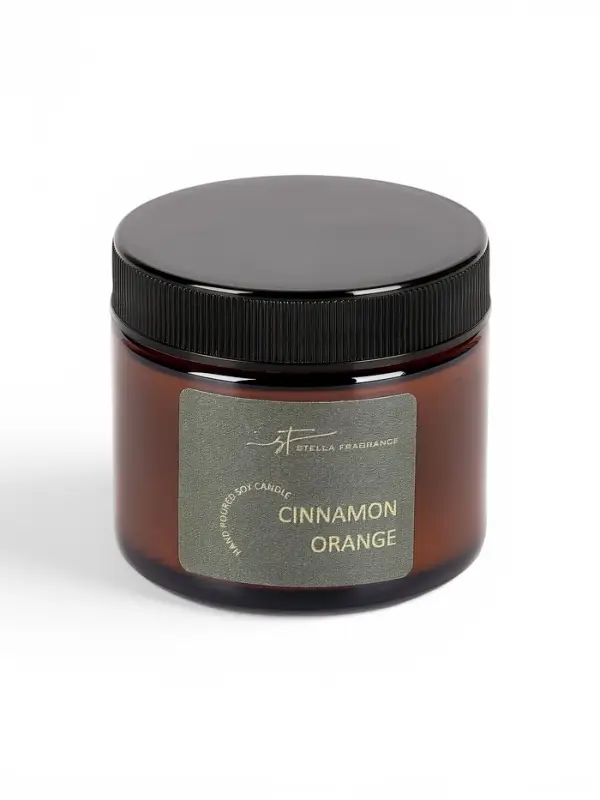 Ароматическая свеча в банке Cinnamon orange, соевый воск, 50 г, апельсин и корица