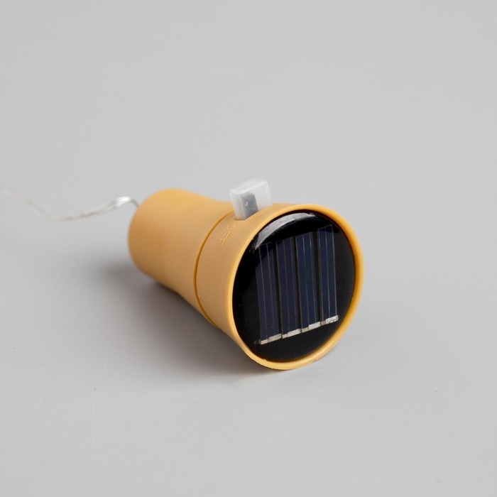 Гирлянда «Нить» 2 м роса с пробкой, IP44, серебристая нить, 20 LED, свечение зелёное, фиксинг, солнечная батарея