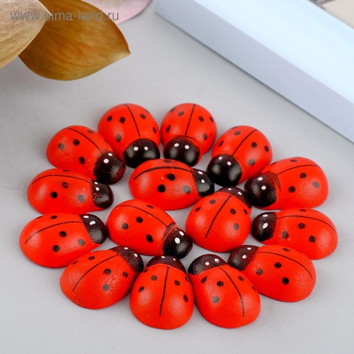Декор для творчества дерево Декор для творчества дерево "Божьи коровки" (набор 15 шт) 1,3х2,5 см