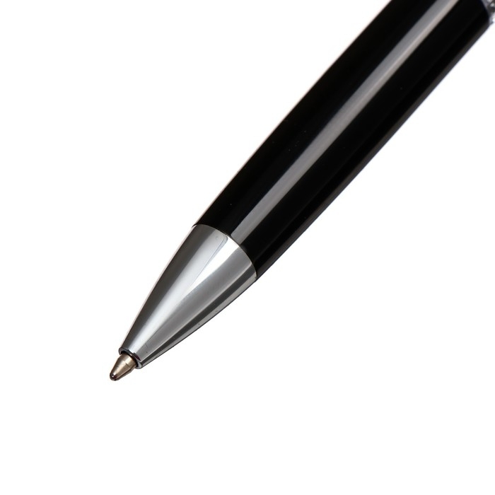 Ручка подарочная, шариковая  Ручка подарочная, шариковая "Кронос" в кожзам футляре, поворотная, корпус черный с серебром