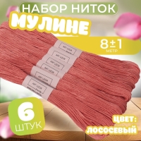 Набор ниток мулине №3712, 8 ± 1 м, 6 шт, цвет лососевый