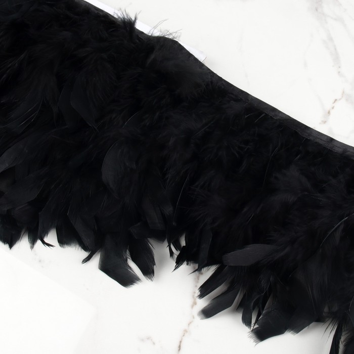 Тесьма с перьями индюка, 13-17 см, 5 ± 0,5 м, цвет чёрный Тесьма с перьями индюка, 13-17 см, 5 ± 0,5 м, цвет чёрный