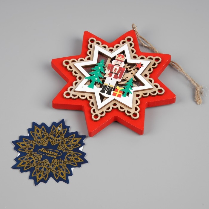 Ёлочная игрушка «Звезда с щелкунчиком», от батареек, свечение тёплое белое Ёлочная игрушка «Звезда с щелкунчиком», от батареек, свечение тёплое белое