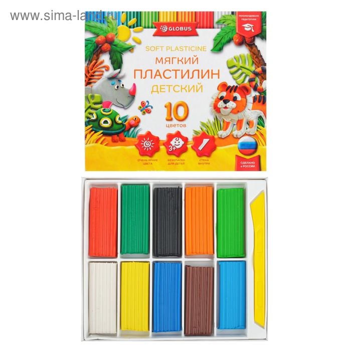 Пластилин GLOBUS Пластилин GLOBUS "Детский", 10 цветов, 150 г, мягкий