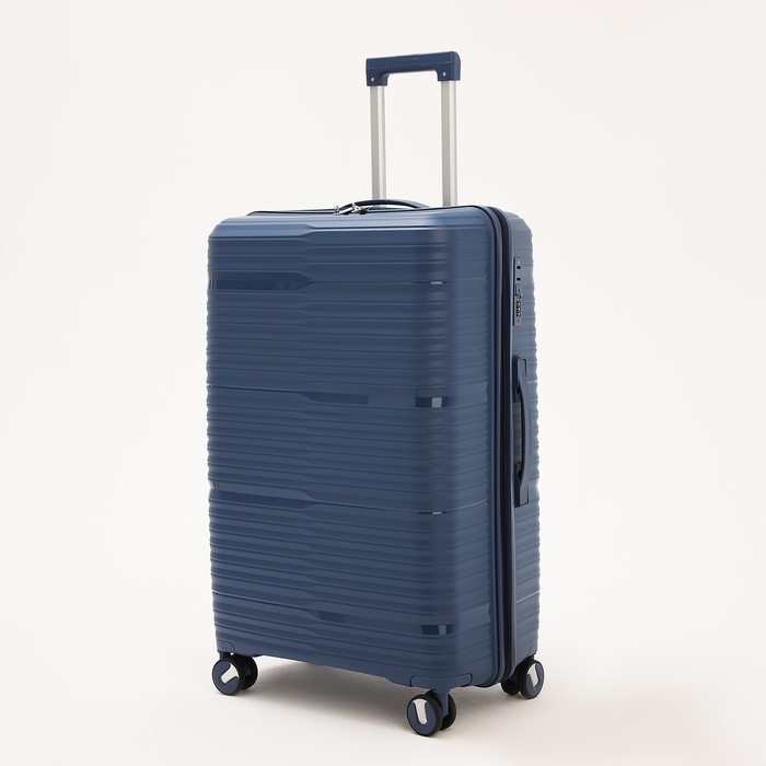 Чемодан большой 100 л (L), отдел на молнии, кодовый замок, 4 колеса, цвет синий Чемодан большой 100 л (L), отдел на молнии, кодовый замок, 4 колеса, цвет синий