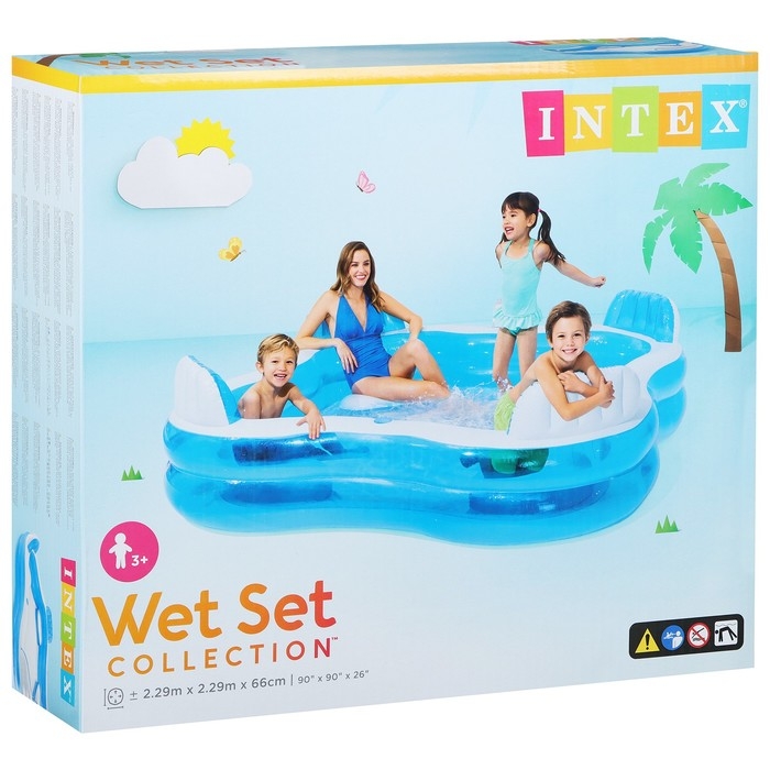 Бассейн надувной «Семейный», с 4 сиденьями, 229 х 229 х 66 см, от 3 лет, 56475NP INTEX Бассейн надувной «Семейный», с 4 сиденьями, 229 х 229 х 66 см, от 3 лет, 56475NP INTEX