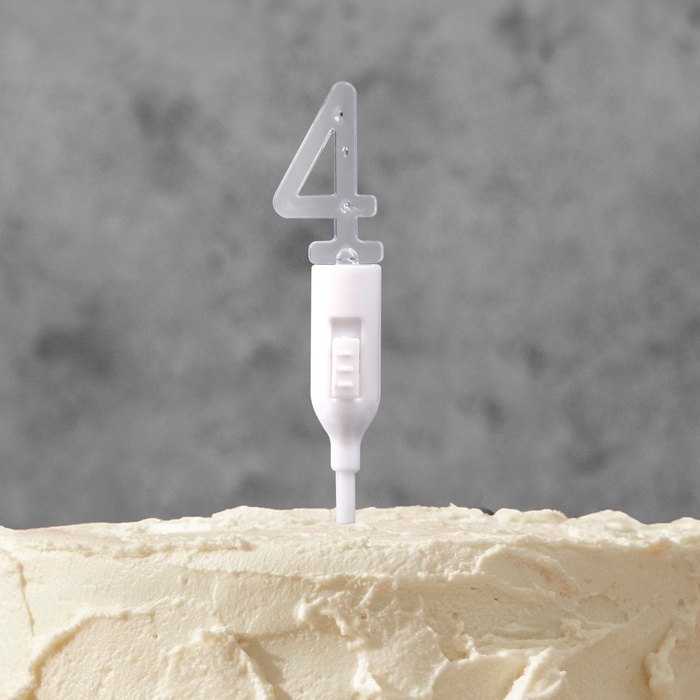 Светодиодная свеча  Светодиодная свеча "Цифра 4", 14.5 см, от батареек LR1130х3 (в комплекте), свечение мульти (RGB)