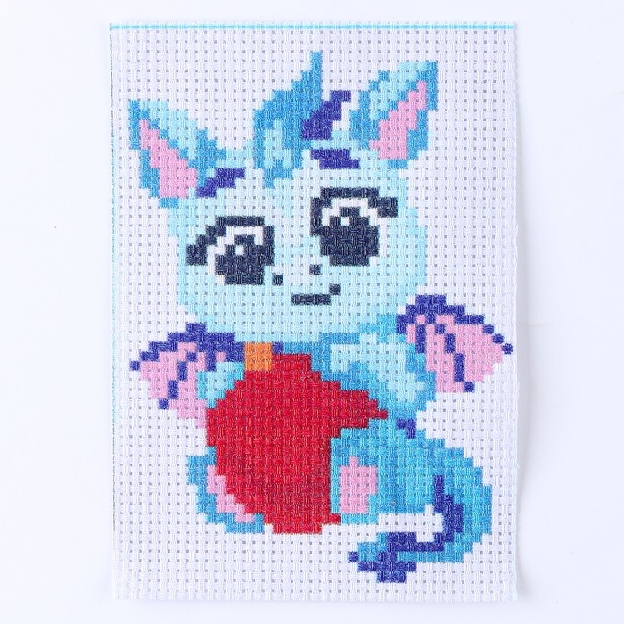 Вышивка крестиком на новый год «Дракоша с шариком», 14 х 10 см, новогодний набор для творчества Вышивка крестиком на новый год «Дракоша с шариком», 14 х 10 см, новогодний набор для творчества