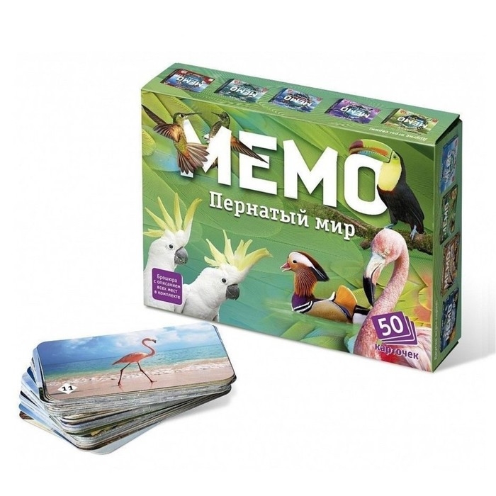 Настольная игра «Мемо. Пернатый мир», 50 карточек + познавательная брошюра Настольная игра «Мемо. Пернатый мир», 50 карточек + познавательная брошюра