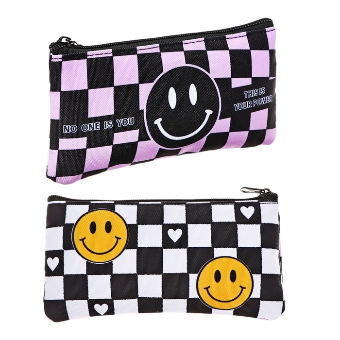 Пенал мягкий 1 отделение, 115х220, плоский, для девочки, белый/чёрный/розовый, Seventeen Пенал мягкий 1 отделение, 115х220, плоский, для девочки, белый/чёрный/розовый, Seventeen