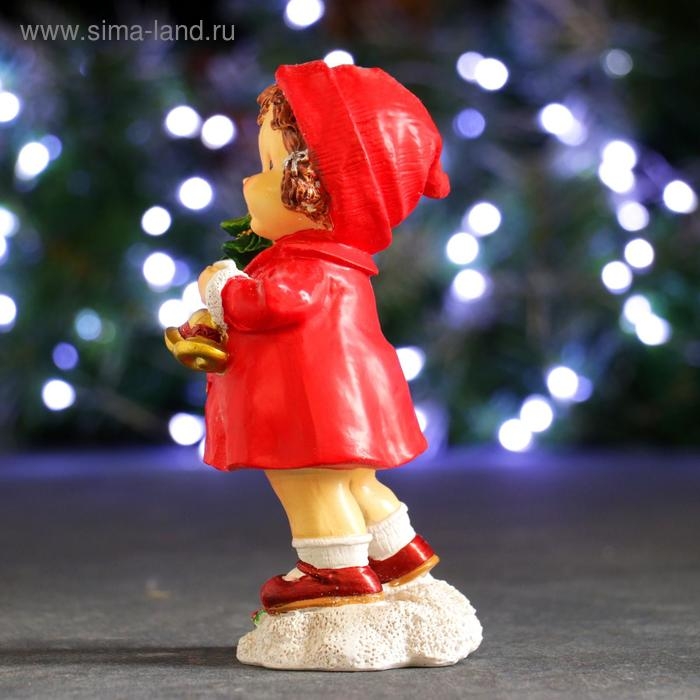 Новогодняя фигура  Новогодняя фигура "Девочка с колокольчиками" красный, 7х7х17см