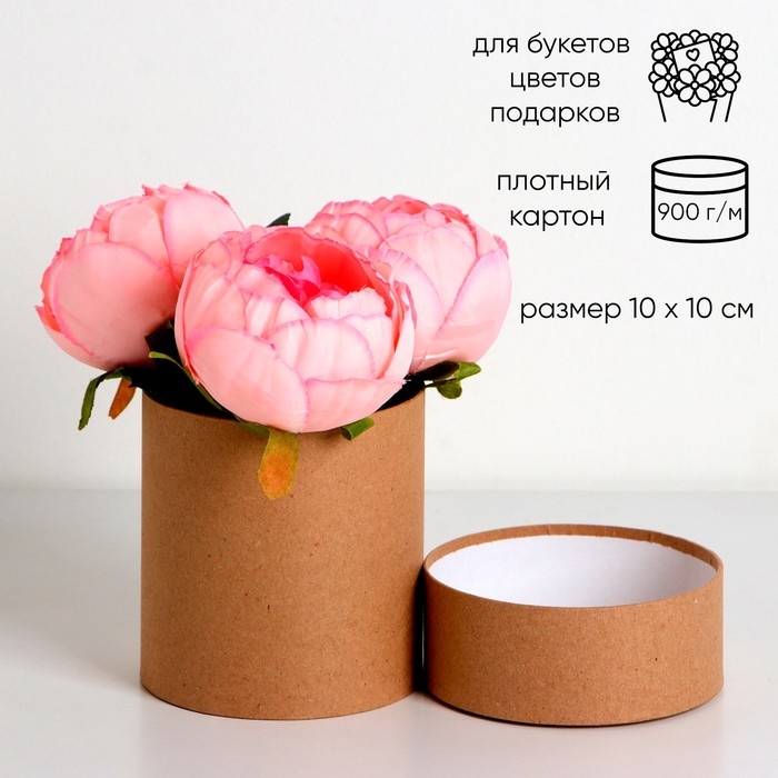 Шляпная коробка крафт, 10 х 10 см Шляпная коробка крафт, 10 х 10 см