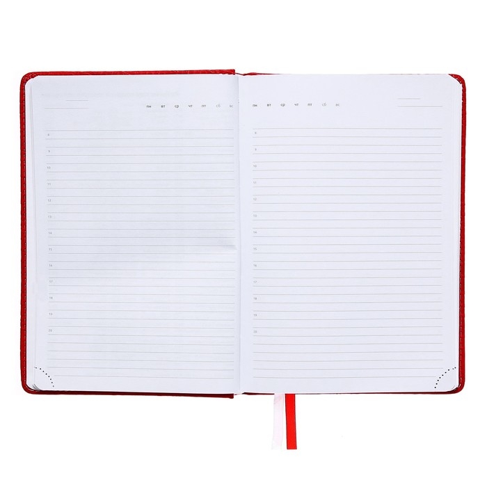 Ежедневник недатированный A5, 160 листов, Attomex.Croco, твёрдая обложка из искусственной кожи с поролоном, 2 ляссе, блок 70 г/м2, красный