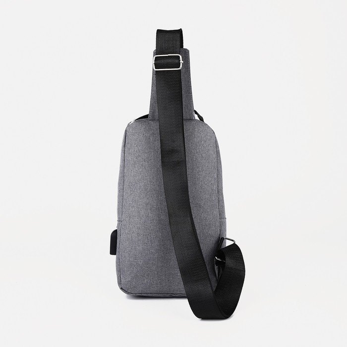 Сумка-слинг мужская из текстиля, с USB, цвет серый Сумка-слинг мужская из текстиля, с USB, цвет серый