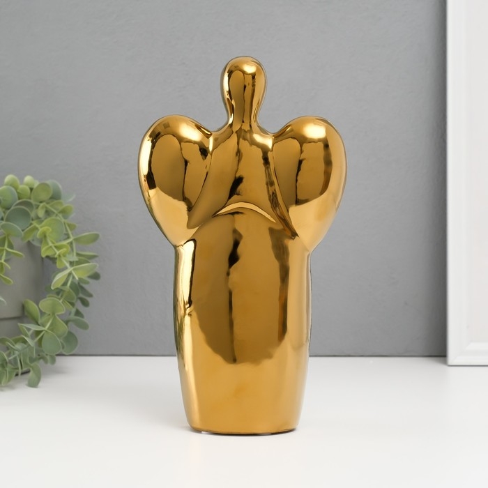 Подсвечник керамика на 1 свечу  Подсвечник керамика на 1 свечу "Ангел" d=3,5 см золото 14х9,5х25 см