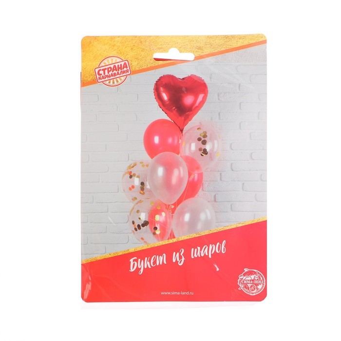Букет из шаров &laquo;Любовь&raquo;, фольга, латекс, красный, набор 9 шт.