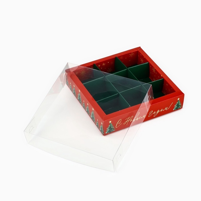 Коробка под 9 конфет с ячейками «Ёлочки», 14.5 х 14.5 х 3 см Коробка под 9 конфет с ячейками «Ёлочки», 14.5 х 14.5 х 3 см