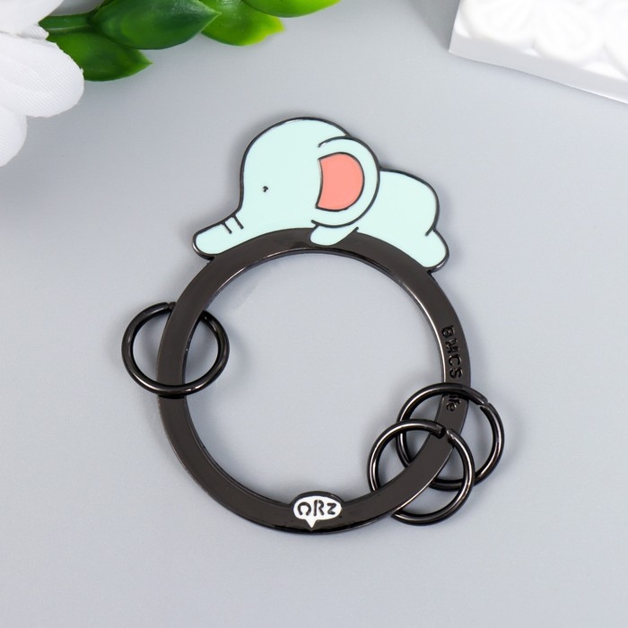 Брелок-ключница металл Брелок-ключница металл "Голубой слонёнок лежит" эмаль 5,5х4,2 см