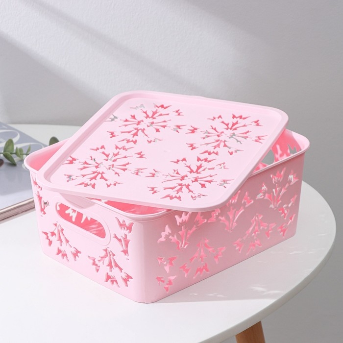 Контейнер для хранения с крышкой «Колокольчики», пластик, 25,5×20×11 см, цвет МИКС Контейнер для хранения с крышкой «Колокольчики», пластик, 25,5×20×11 см, цвет МИКС