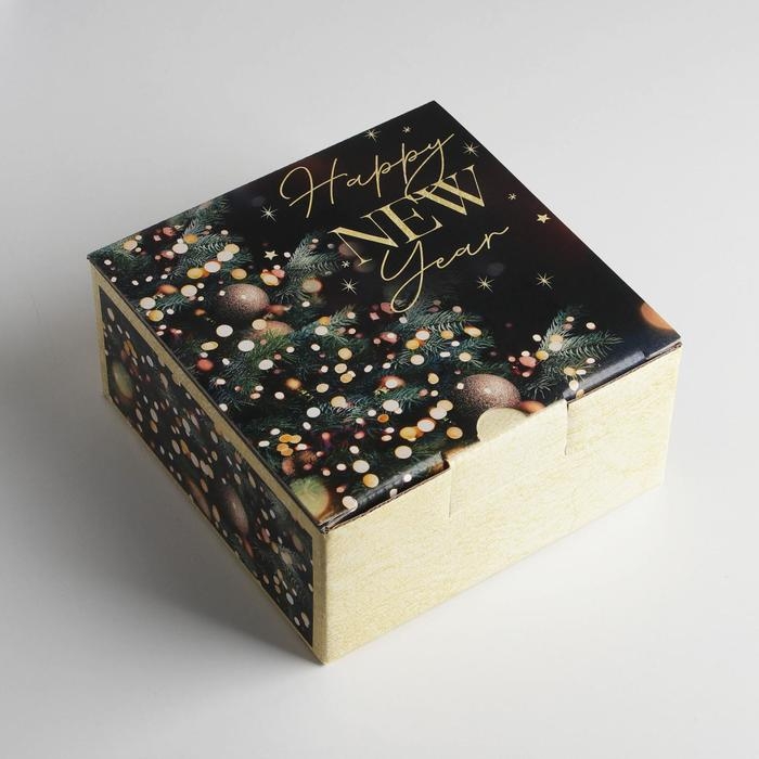 Коробка подарочная новогодняя складная &laquo;Present&raquo;, 15 х 15 х 7 см, Новый год