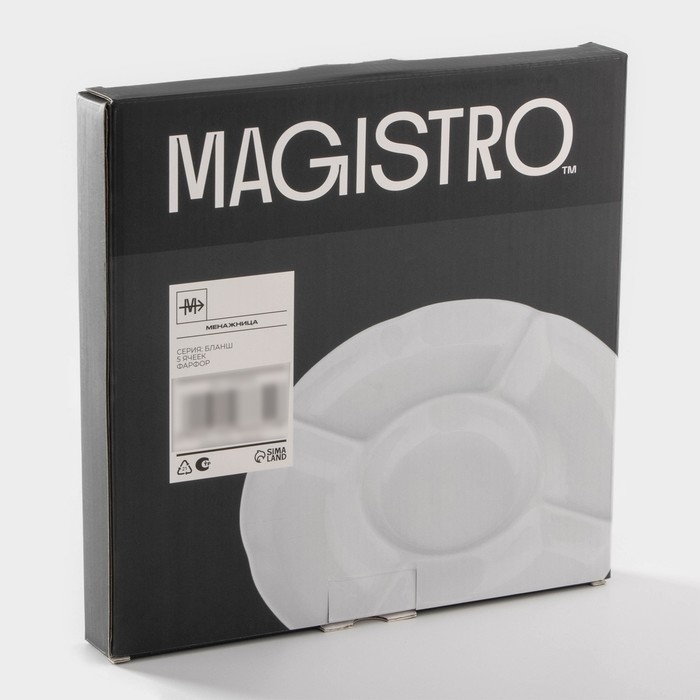Менажница фарфоровая 5 ячеек Magistro «Бланш», 24,7×24,5×2,7 см, цвет белый Менажница фарфоровая 5 ячеек Magistro «Бланш», 24,7×24,5×2,7 см, цвет белый