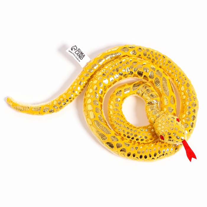 Мягкая игрушка «Змея», цвет жёлтый, с золотыми вставками, 80 см Мягкая игрушка «Змея», цвет жёлтый, с золотыми вставками, 80 см