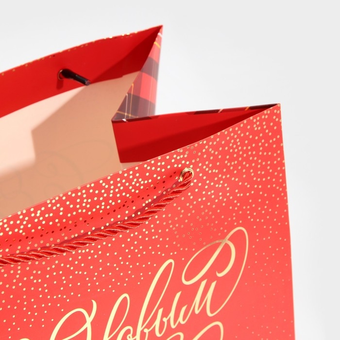 Пакет подарочный новогодний ламинированный «Клетка», 25 х 23 х 18 см, Новый год