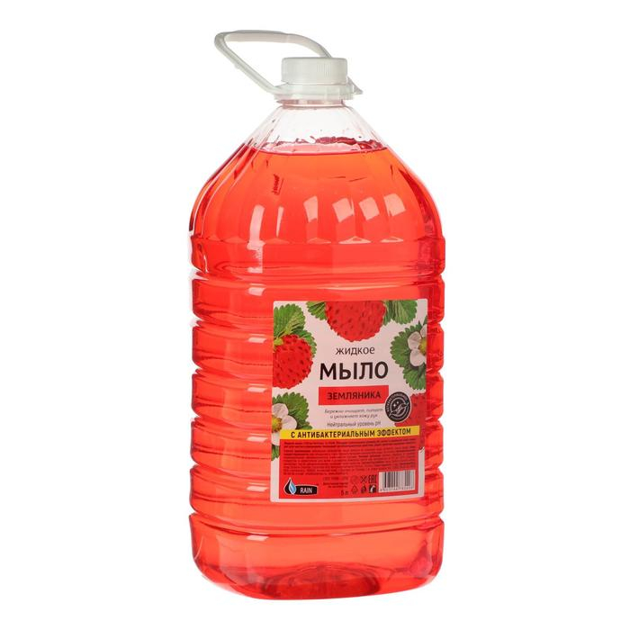 Мыло жидкое Rain Standart, антибактериальное, земляника, ПЭТ, 5 л Мыло жидкое Rain Standart, антибактериальное, земляника, ПЭТ, 5 л