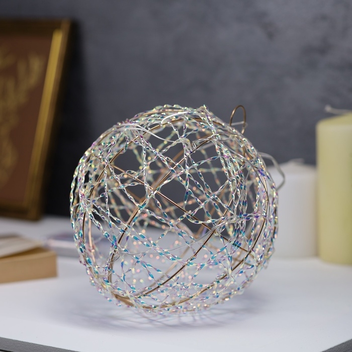 Подвеска световая Подвеска световая "Шар плетеный", 15 см, 15 LED, батарейки ААx2 (не в комплекте), свечение тёплое белое