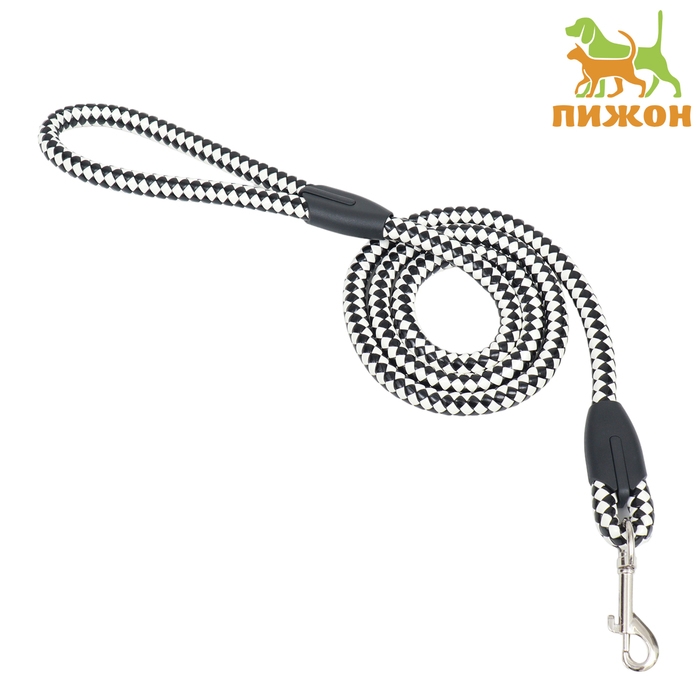 Поводок круглый Поводок круглый "Рябь", экокожа, 120 х 1,2 см, чёрно-белый