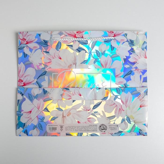 Пакет подарочный голографический, упаковка, Dreams come true, 32 х 26 х 12 см Пакет подарочный голографический, упаковка, Dreams come true, 32 х 26 х 12 см