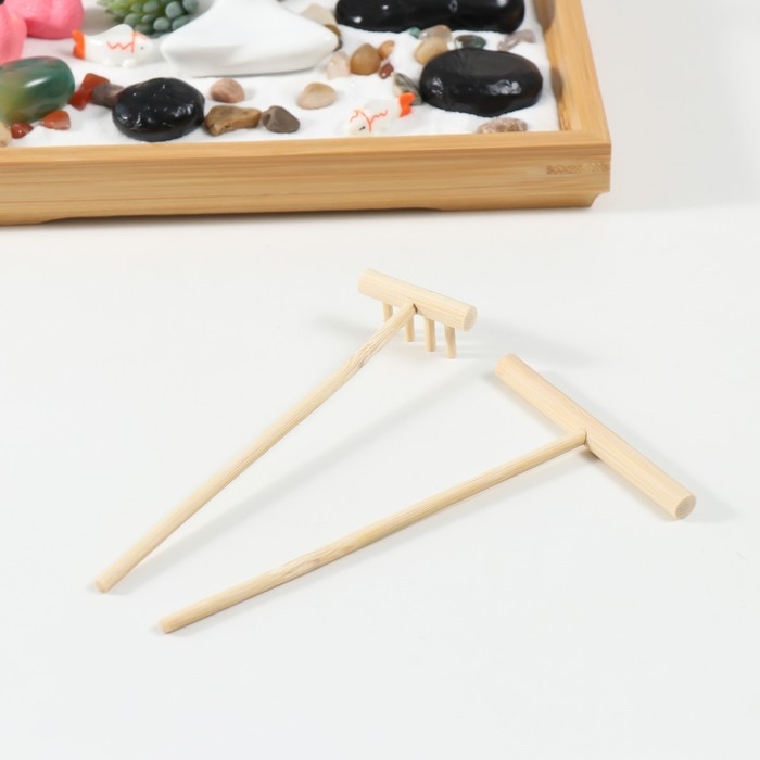 Сад камней Дзен  Сад камней Дзен "Будда и фламинго" белый песок 2,5х21,5х13 см