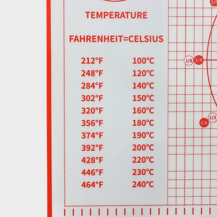 Армированный коврик для выпечки с разметкой, силикон, 50×40 см, цвет красный Армированный коврик для выпечки с разметкой, силикон, 50×40 см, цвет красный