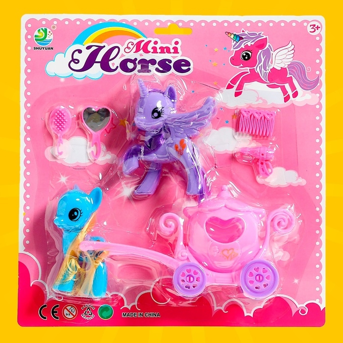 Набор пони «Милашка» 2 шт., с аксессуарами, цвета МИКС Набор пони «Милашка» 2 шт., с аксессуарами, цвета МИКС