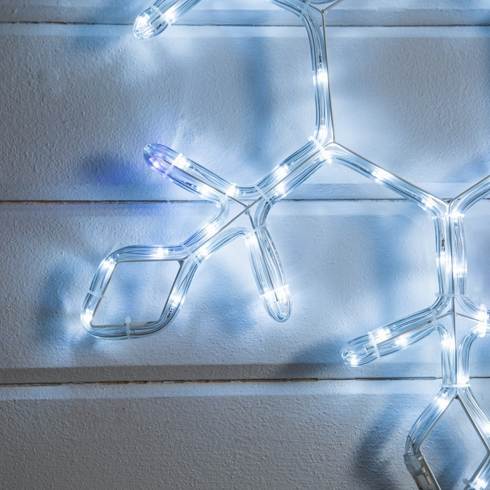Светодиодная фигура «Снежинка», 65 см, дюралайт, 120 LED, 220 В, мерцание, свечение белый/синий