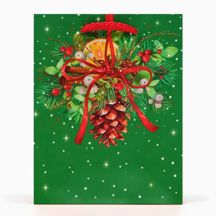 Новый год. Пакет подарочный Новый год. Пакет подарочный "Шишка", 18 х 22,3 х 10 см.