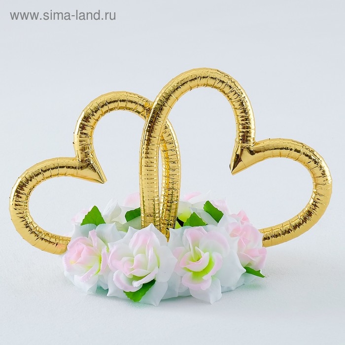 Сердца с цветами нежно-розовые. крепятся на ленты