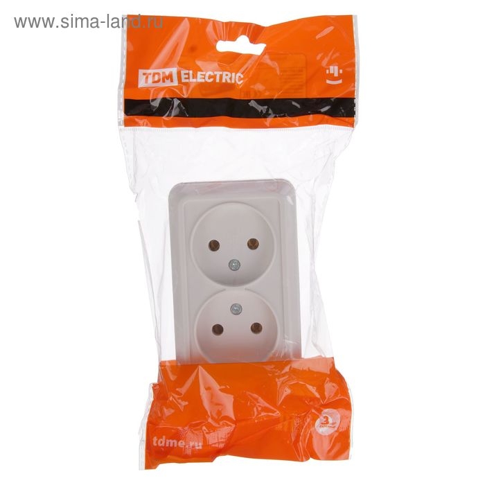 Розетка TDM  Розетка TDM "Ладога", 10 А, IP20, двухместная, без з/к, открытая, белая