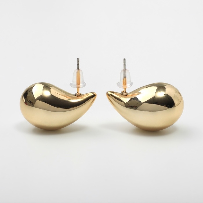 Серьги пластик «Капля» изогнутая мини, цвет золото Серьги пластик «Капля» изогнутая мини, цвет золото