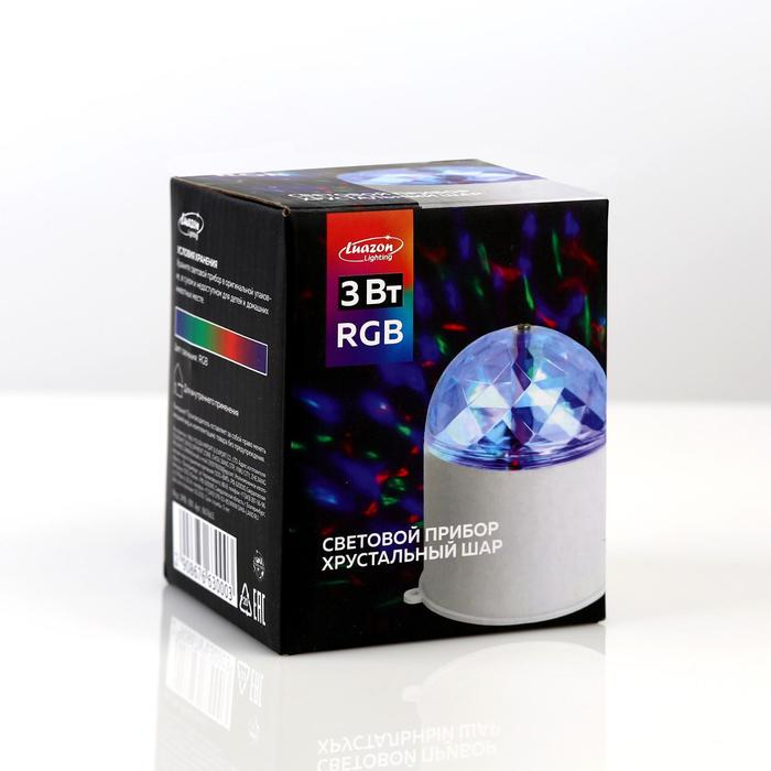 Световой прибор «Хрустальный шар» 7.5 см, свечение RGB, 220 В, белый Световой прибор «Хрустальный шар» 7.5 см, свечение RGB, 220 В, белый